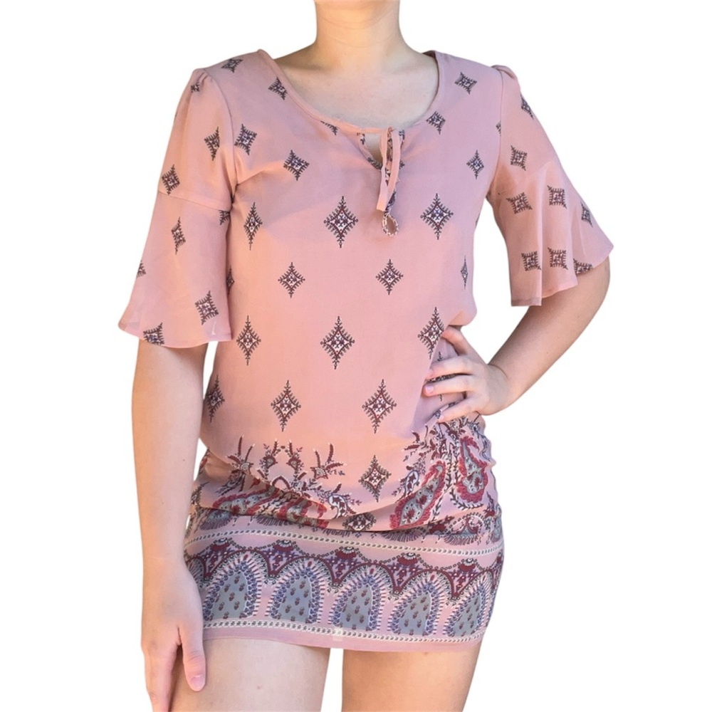 Paper Dolls Pink Boho Paisley Mini Dress – Size Small